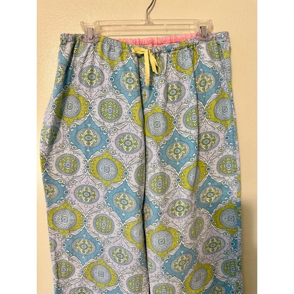 Victoria Secret Pajama Set Size Small Paisley Print Lime Green/Blue - Picture 13 of 16